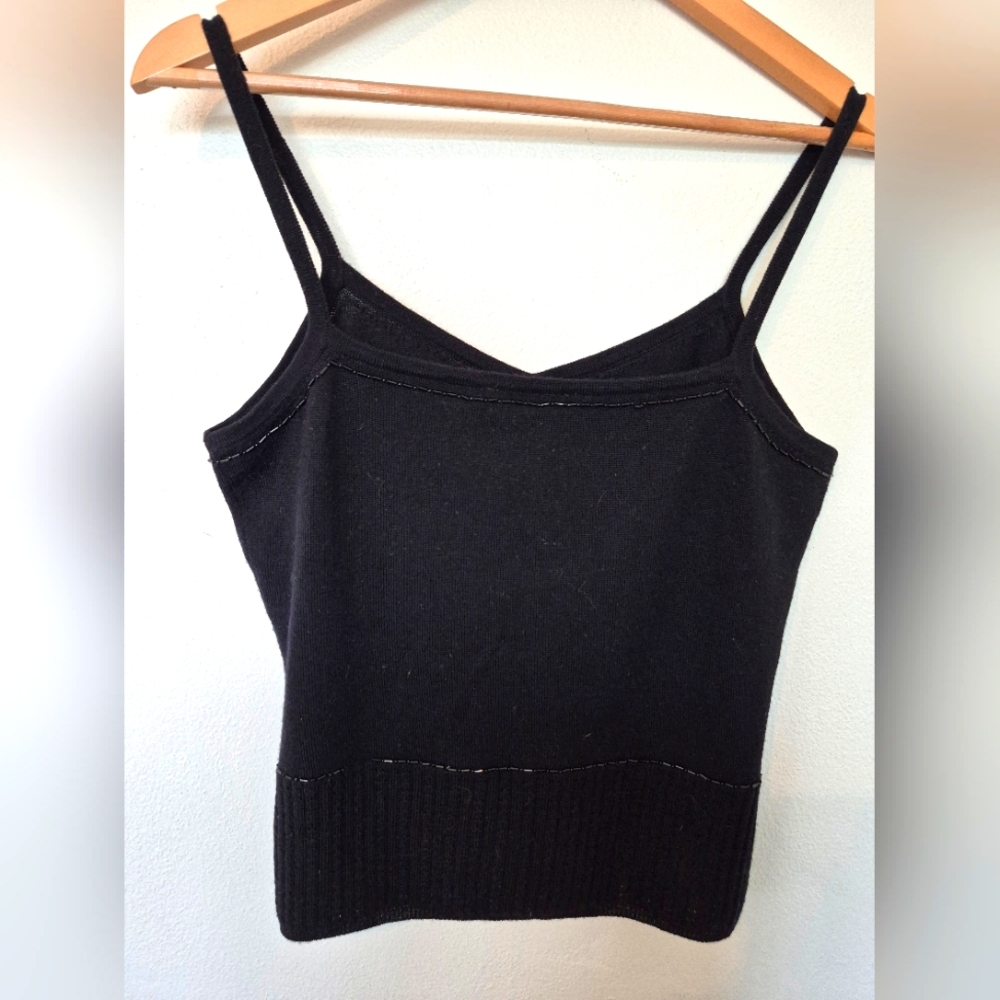 Frapp 100% Wool Tank Top Size 10 Black With Beading